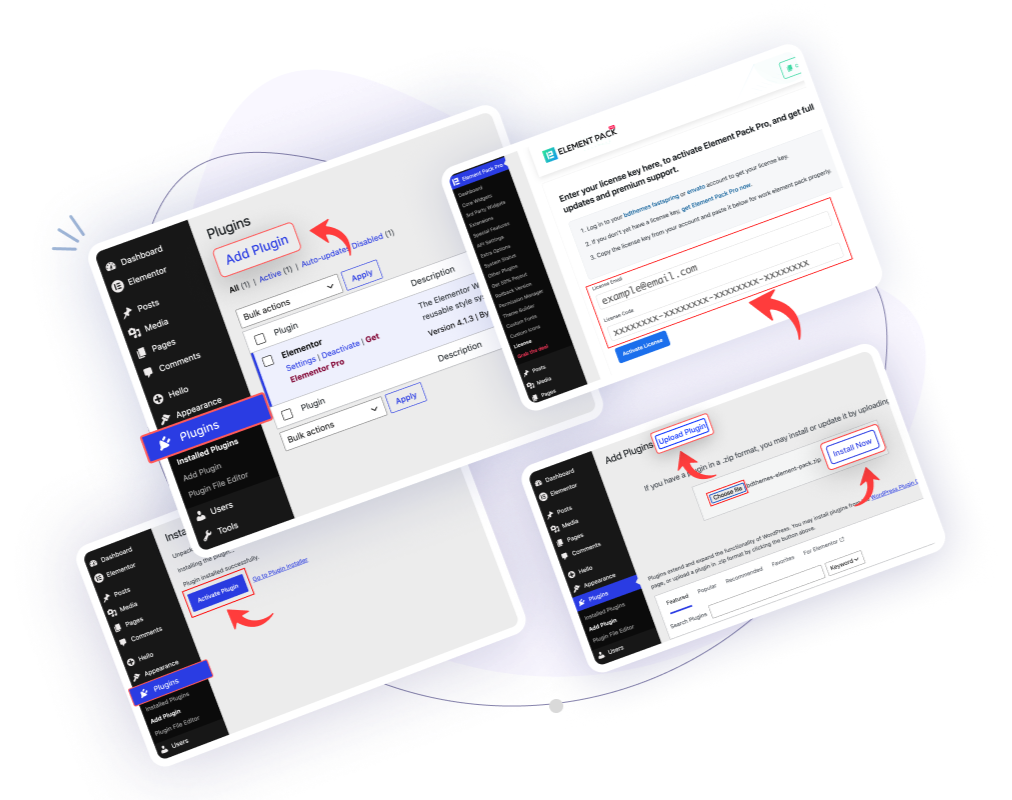 Installing the Element Pack Pro plugin in WordPress