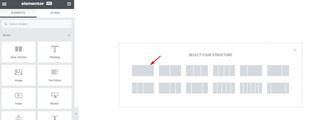 beginning to apply Image Parallax in Elementor