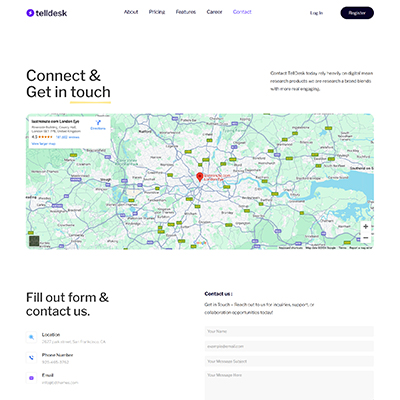 Telldesk Contact Page