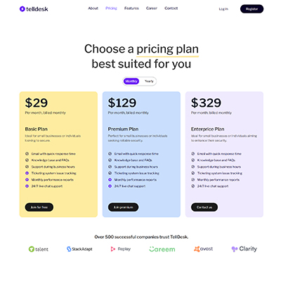 Telldesk Pricing Page